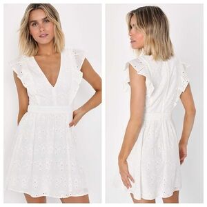 Lulus Flirtatious in Florence White Ruffled Eyelet Cotton Mini
Dress